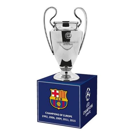 UEFA Champions League trophy Barcelona on wooden pedestal (45mm) - UEFA ...