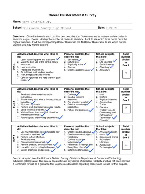 Career Clusters Interests Survey Pdf Mathematics Science