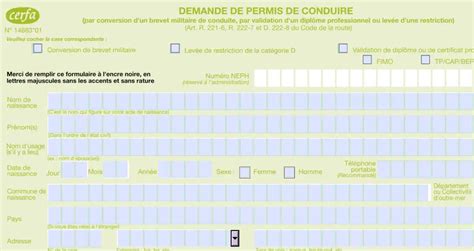 Cerfa 14879 01 demande de permis de conduire par échange