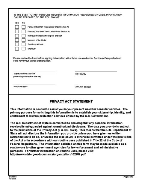 Authorization For The Release Of Information Under Privacy Act Form