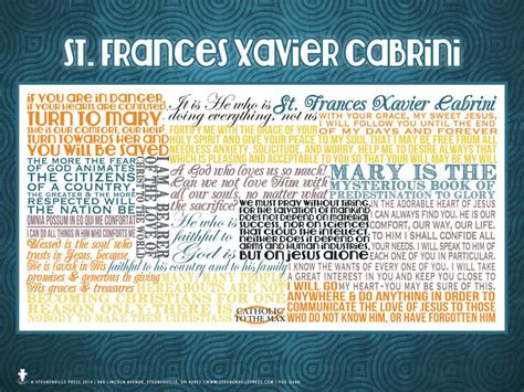 Saint Frances Xavier Cabrini Quote Poster