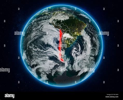 chile  space  planet earth  night  visible country borders