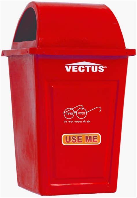 Side Cut Open Rectangular Red Plastic Vectus Litter Dustbin For