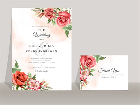 Red Rose Wedding Invitation Templates Graphic by Agnetart · Creative ...