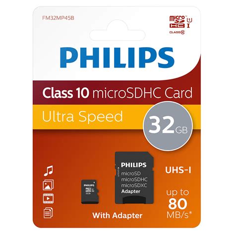 Gb Philips Micro Sd Sdhc Memory Card Class Uhs Mb S With