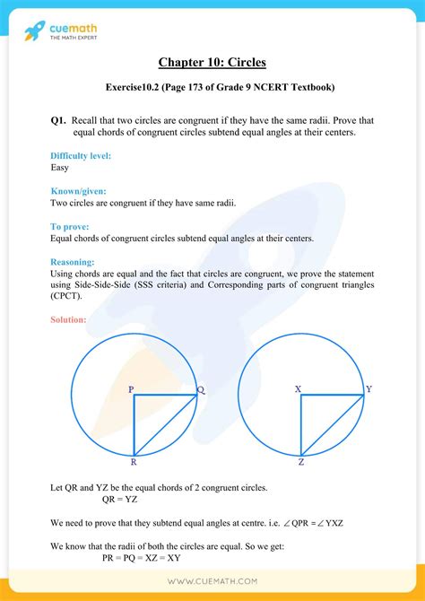 Ncert Solutions Class 9 Maths Chapter 10 Circles Download Free Pdf