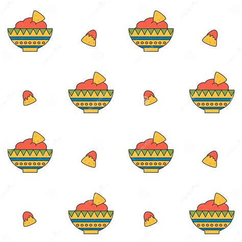 Cute Cartoon Mexican Food Seamless Vector Pattern Background