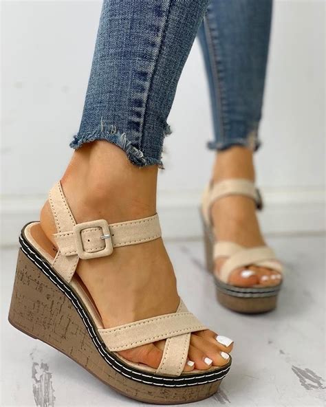 Suede Crisscross Design Wedge Sandals Us4 5 Us5 5 Us6 Us7 Us8 33 99