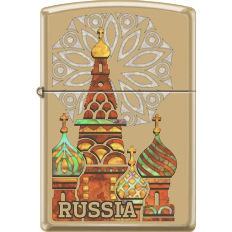 Зажигалка Zippo Россия с покрытием High Polish Brass 254B KREMLIN ...