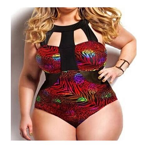 Sexet fedt plus size one piece Monokini Bikini Sæt Badetøj Badedragt