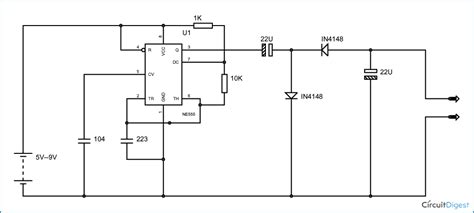 Negative Voltage Generator Circuit Diagram using IC 555