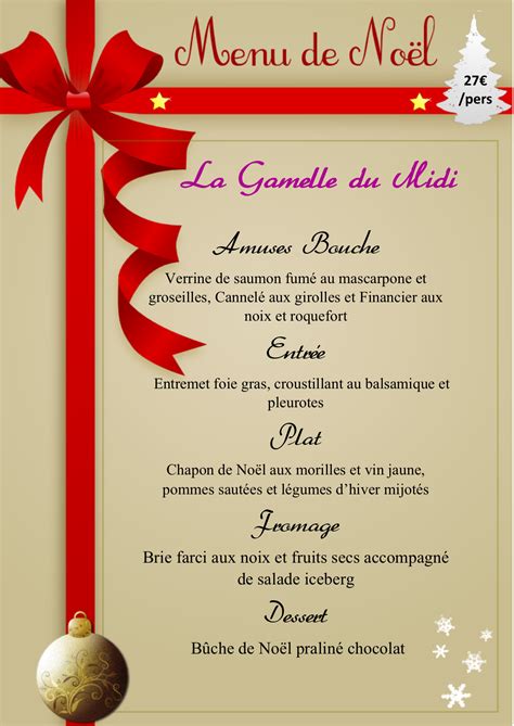 Menu De Reveillon De Noel Simple 2023 Cadeau Noel 2023