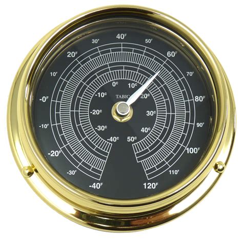 Tabic Prestige Solid Brass Thermometer With Jet Black Dial Heavy Brass Case 12 Kg Handmade In