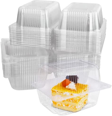 STONCEL 60Pcs Clear Plastic Cake Slice Boxes Individual Bakery Storage