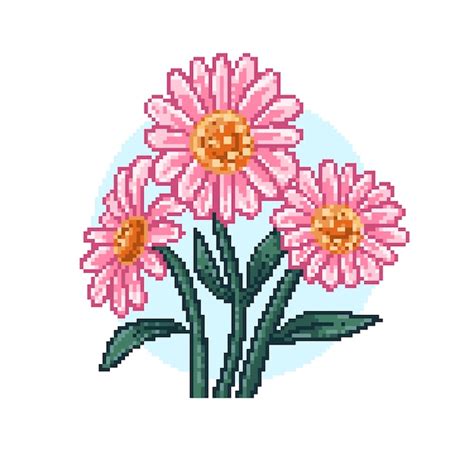 Free Vector Flat Design Flower Pixel Art