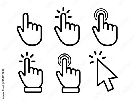 Vector Hand Cursors Icons Click Set Stock Vector Adobe Stock