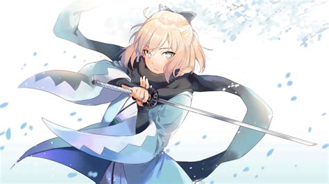 Mobile Wallpaper Anime Saber Fate Series Okita Souji Sakura Saber