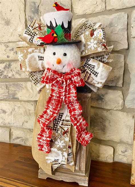 Snowman Head Ornament Bow For Christmas Tree Or Wreath Timeless