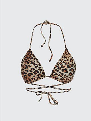 LCW DREAM Kahverengi Boyundan Bağlamalı Desenli Kadın Bikini Üst