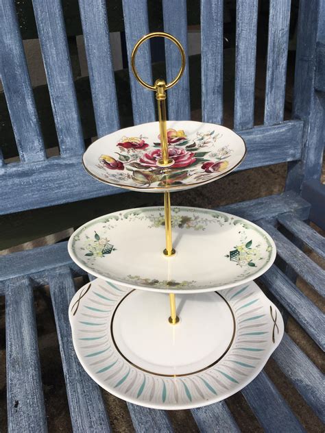 Vintage Cake Stand 3 Tiered Afternoon Tea Set Shabby Chic Etsy