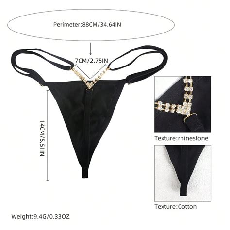 Sparkling Sexy Bikini Set With Rhinestone Chain Trim And Thong Bottom SHEIN UK