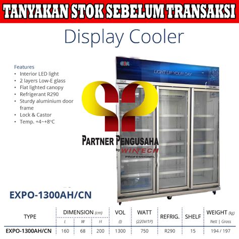 Jual GEA EXPO 1300AH CN Display Cooler Showcase 3 Pintu Display