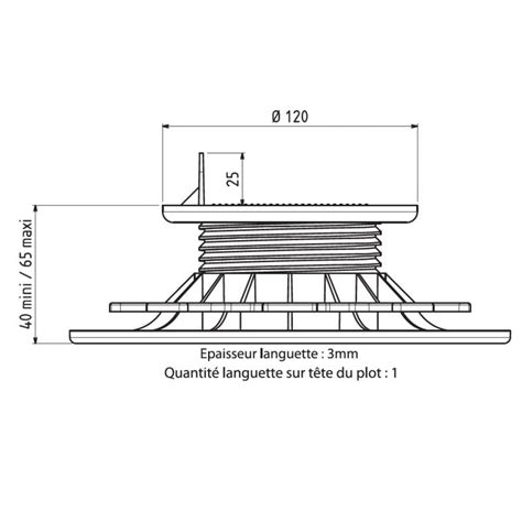 Plot terrasse bois réglable 40 60 mm Gamme ESSENTIEL Jouplast