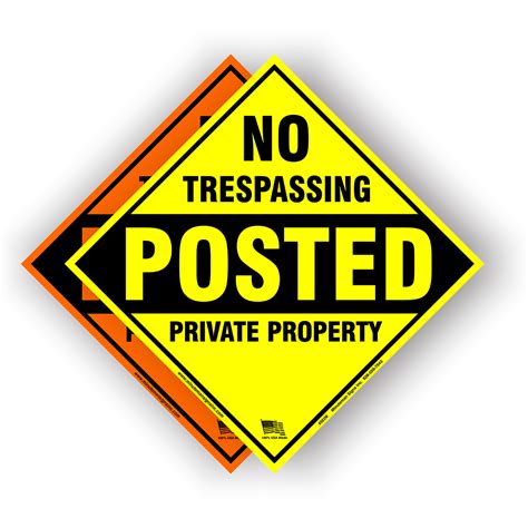 No Trespassing Posted Private Property Poly Diamond Sign No