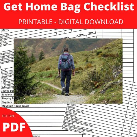 Get Home Bag Checklist - Etsy