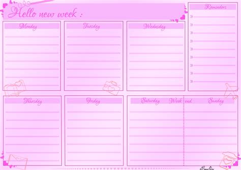 Digital Pink Weekly Plannerprintable Pink Weekly Plannerweek List