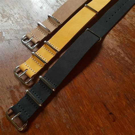 Jual Leather Nato Strap Tali Jam Tangan Kulit Asli Nubuck Black