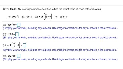 Answered Given Tan Use Trigonometric Bartleby