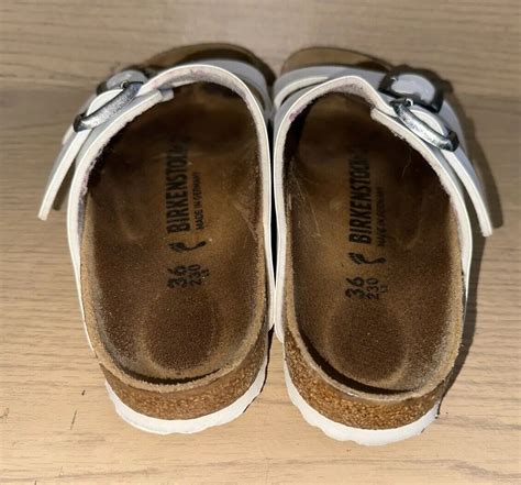 Birkenstock White Leather Two Strap Sandals Sz 36 Mad Gem
