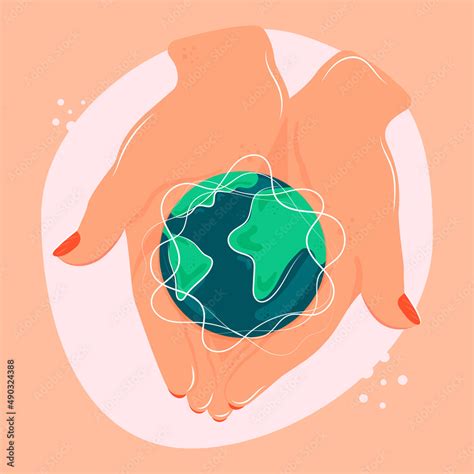 Happy Earth Day Hands Holding Globe Earth Earth Day Concept Modern Flat Style Illustration