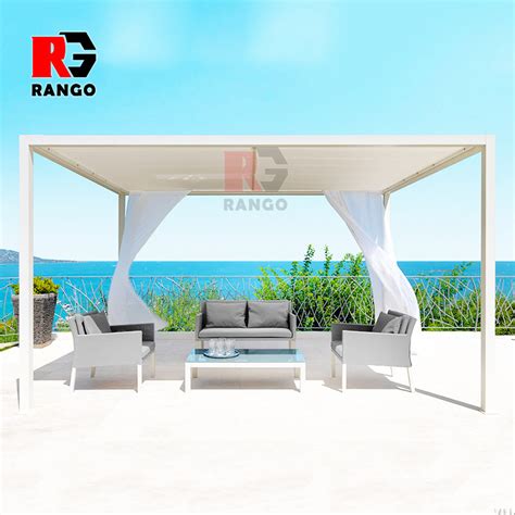 Easily Assembled Motorized Opening Pergolas Canopy Gazebo Louvered