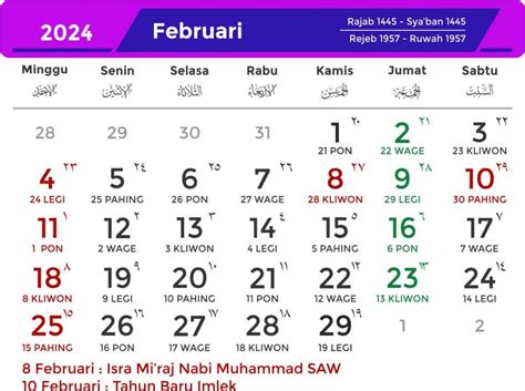 Kalender Jawa Tahun 2024 Lengkap Dengan Weton Dari Januari Sampai