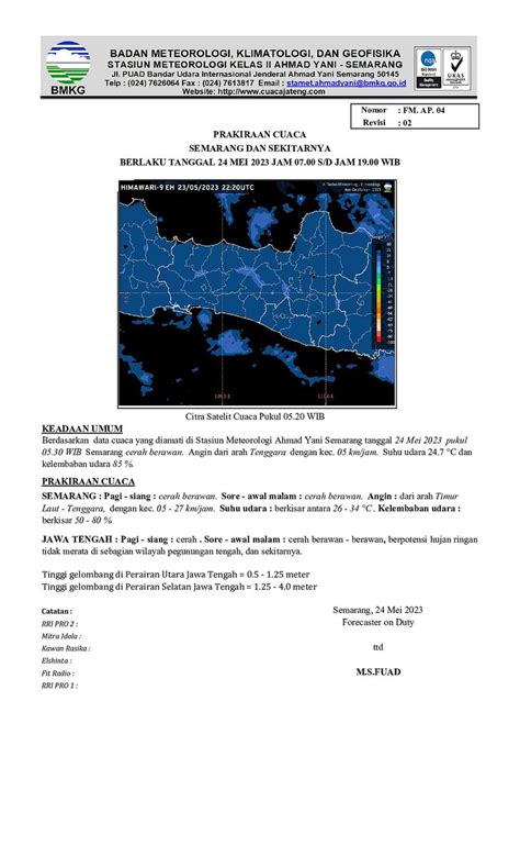 Stasiun Meteorologi Ahmad Yani Semarang On Twitter Prakiraan Cuaca