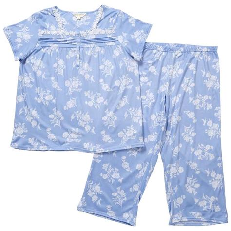 Womens Laura Ashley® Short Sleeve Floral Lace Capri Pajama Set Boscovs