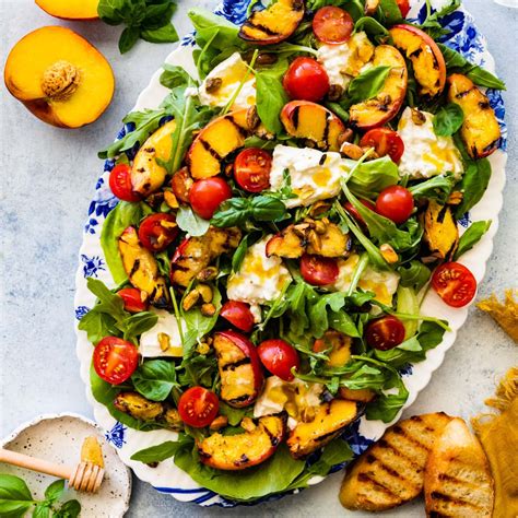 Grilled Peach Salad Recipe With Burrata And Arugula CucinaByElena