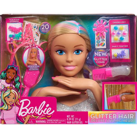 Just Play Barbie Deluxe Glitter And Go Styling Head Blonde Hair