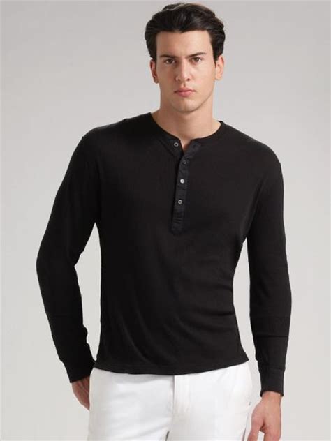 Ralph Lauren Black Label Pima Cotton Henley In Black For Men Polo