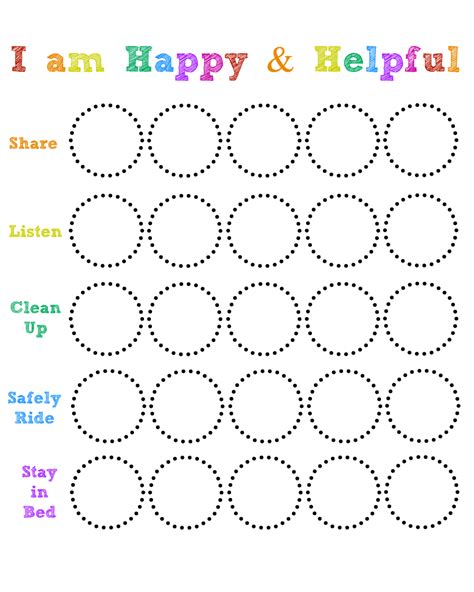 Free Printable Happy And Helpful Chart Behavior Chart Toddler Kids