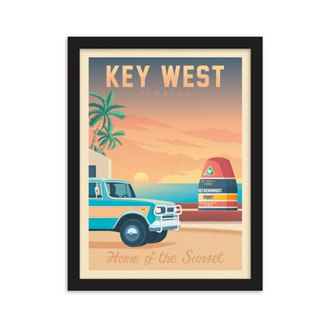 Vintage Travel Poster Key West Florida Usa Car Olahoop Travel Posters