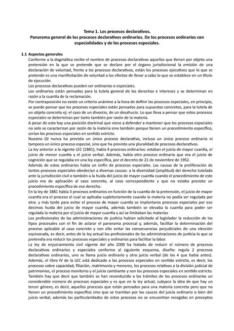 Procesos Declarativos T Tema Los Procesos Declaraivos Panorama