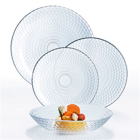 Luminarc 18Pc PAMPILLE Tempered Glass Dinner Set Plates Dinnerware