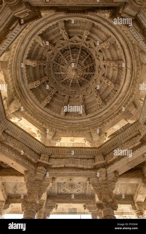 Dome Ceiling Inside Chaumukha Jain Temple Ranakpur Rajasthan India