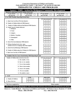 Fillable Online Dcfrsa Ct PARA REPORTING FORM REVISED 4TH QUARTER