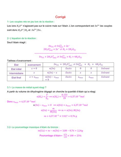 Les R Actions D Oxydo R Duction Exercices Corrig S Alloschool