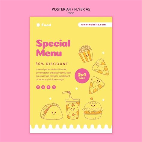 Folleto De Comida Deliciosa Dibujada A Mano Archivo PSD Premium