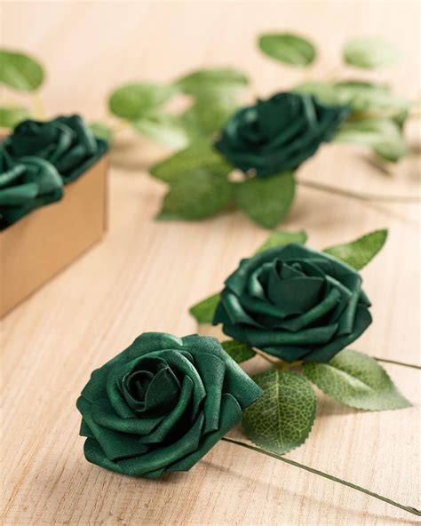 25pcs Artificial Roses Flowers Fake Roses With Stems Real Touch Foam Flowers For Diy Wedding